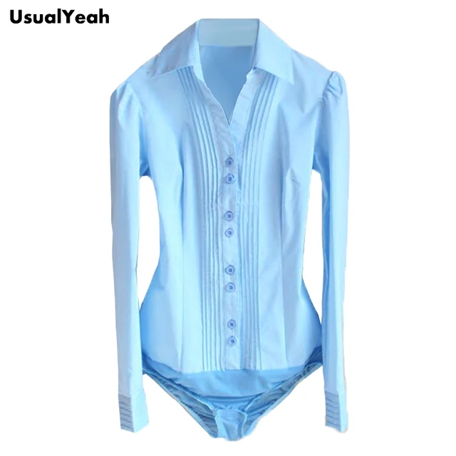 US $13.36 ON SALE New Women OL Long Sleeve V-neck pleated Body Shirt Blouse women work wear S-4XL Black White
