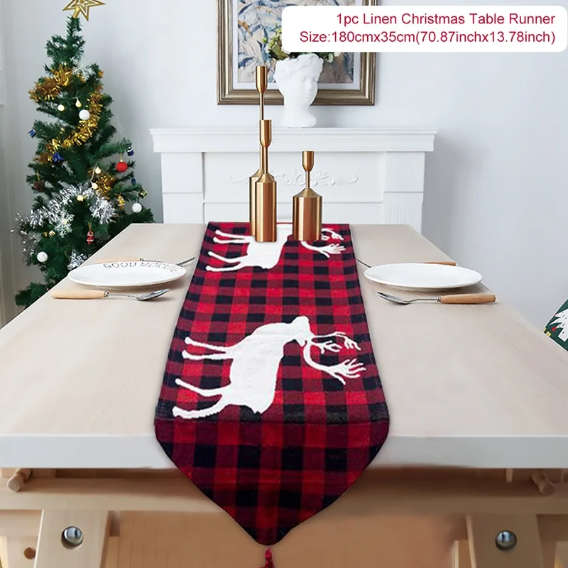 Linen Christmas1 Рождественская скатерть с принтом, рождественские украшения для дома, Рождественский Декор, новогодний Navidad Kerst, декор стола Noel - Цвет: Linen Christmas1
