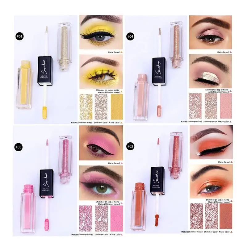 Ten-color Double-headed Eyeshadow Pearlescent Palette Liquid Matte Brightening Eye Makeup Professional Makeup Tools