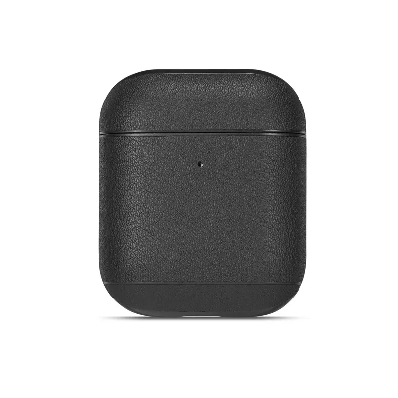Кожаные и ПК Bluetooth беспроводные наушники Чехлы для Apple AirPods 1/2 защитный чехол зарядная коробка противоударные сумки - Цвет: Black