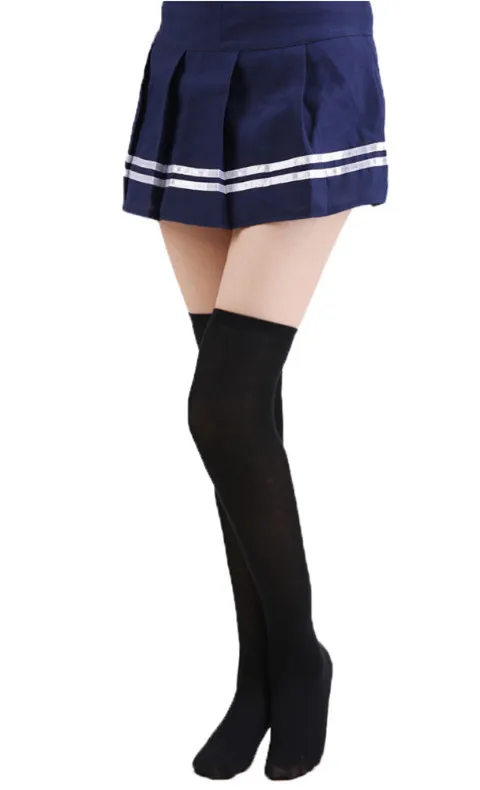 New Fashion Stockings Casual Thigh High Over Knee Acrylic Stockings Girls Women Long Knee Warmers Student Black Stripe Stockings