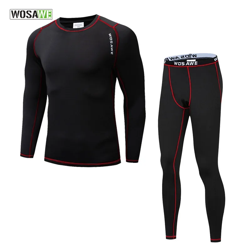 

WOSAWE Mens Cycling Base Layer Winter Thermal Fleece Underwear Suits Jersey Shirt Sports Long Johns Winter Keep Warm
