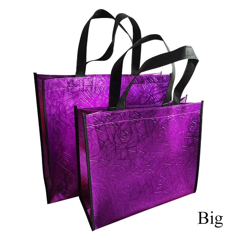 Модная складная сумка для покупок с лазерной обработкой многоразовая Эко-Сумка Большая вместительная Водонепроницаемая тканевая Нетканая сумка женская сумка для хранения - Цвет: big purple