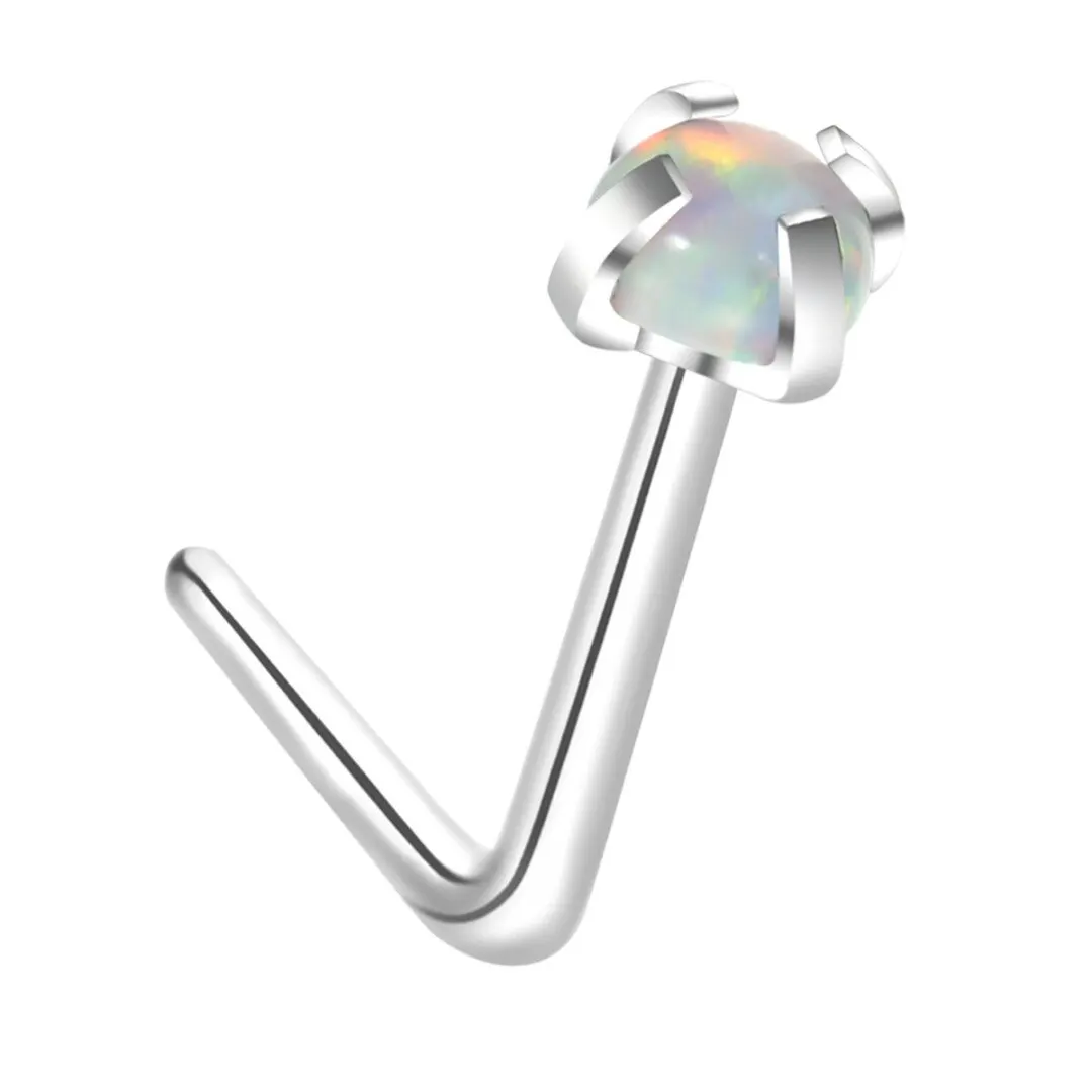 3Pcs/lot Surgical Steel Opal Crystal L Bend Screw Nose Ring Piercing Jewelry For Women Trendy Charm Nose Stud Ring Body Piercing