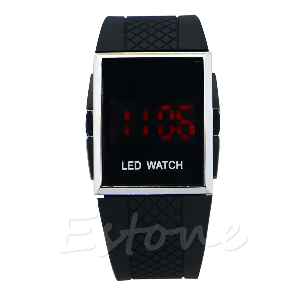 

Fashion LED Digital Red Color Display Black Day Date Mens Boys Wrist Watch