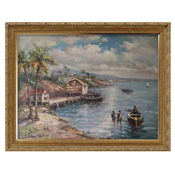 

Tropical seaport scenery Handpaint Impression of the scenery