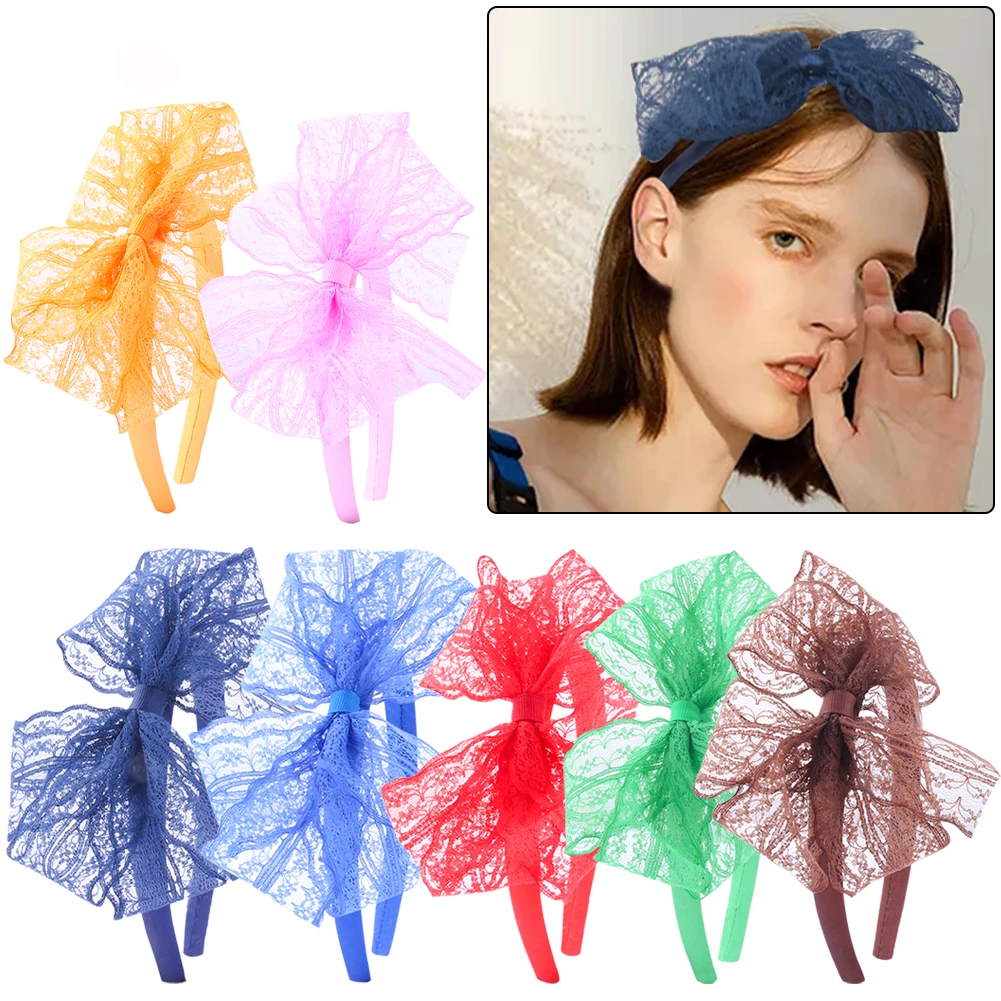 hair clips for long hair Candygirl 80's Lace Headband Costume Accessories for 80s Theme Party No Headache Neon Lace Bow Headband Halloween hair bows for women