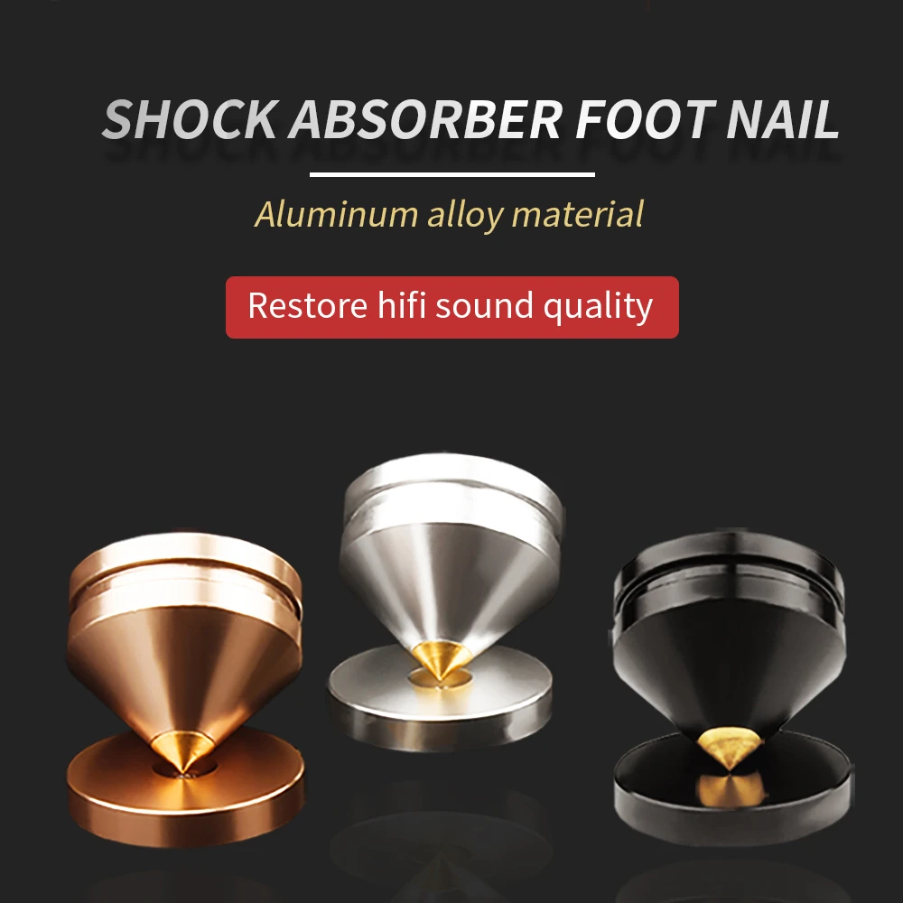 Monosaudio Turntable Isolation Feet Aluminum Speaker Feet 58*22MM With 3M Adhesives/Non-Slip Rubber Ring/M4 Screw Isolation Feet For Audio Equipment,Speakers,Subwoofers, Turntable,Amplifier,DAC(Gold