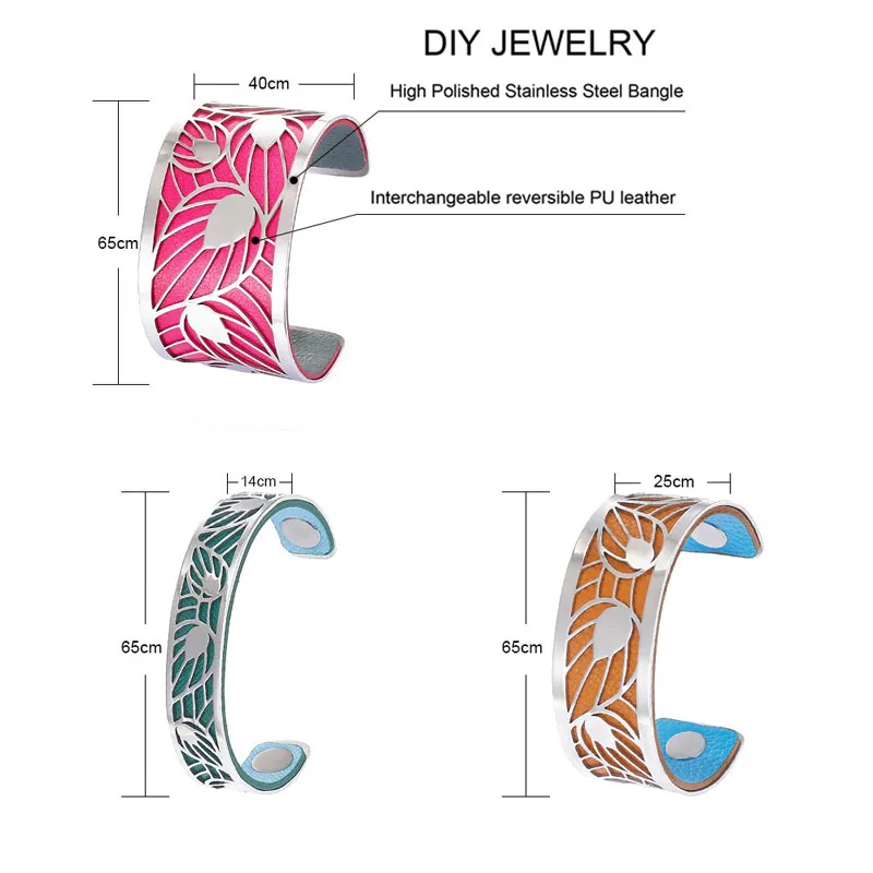 Beste Yoiumit Argent Manchet Armband Bangles Voor Vrouwen Cremo Rvs Braccelets Manchette Verwisselbare Lederen Bangle