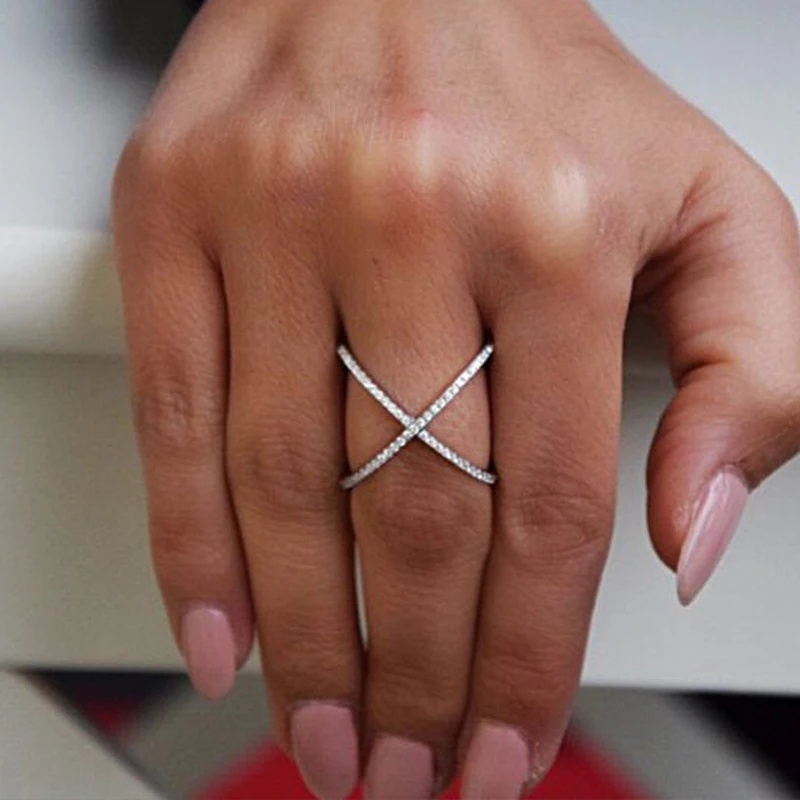 Серебряное кольцо с крестиком, кольцо из твердого AAA циркония, Кристальные кольца из чистого серебра, размер 6, 7, 8