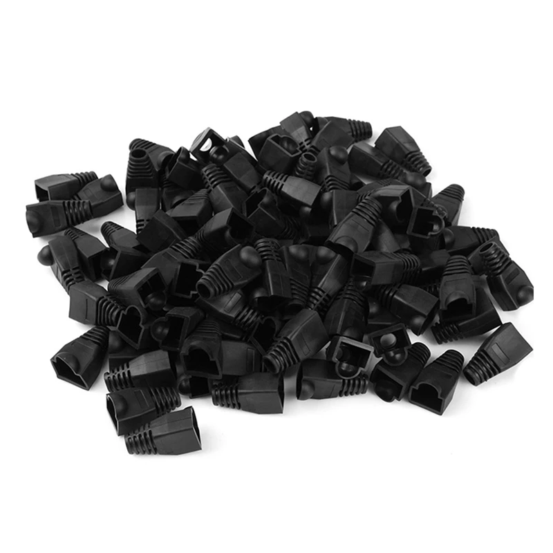 100 Pcs RJ45 Jacket Crystal Head Jacket Plastic Protective Cover