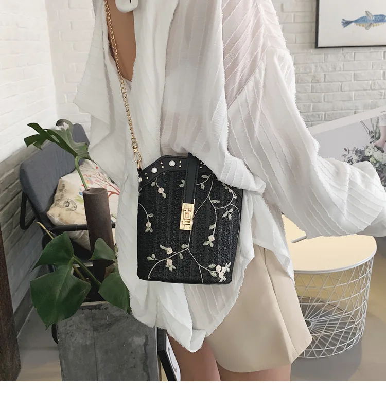Bolsa feminina, соломенная сумка, кружевная, переносная сумка-мешок, женская, новинка, летняя, Сказочная, перламутровая, тканая, Мини, Студенческая сумка на цепочке