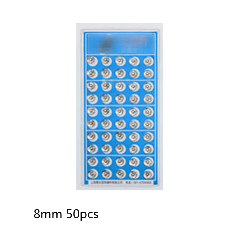 silver 8mm 50pcs 1 доска покрытие Круглый Металл Нержавеющая сталь оснастки Швейные аксессуары DIY Швейные тканевые пуговицы кнопки - Цвет: silver 8mm 50pcs