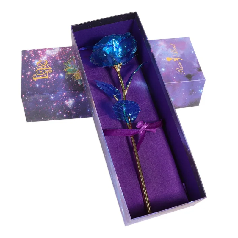 Valentine's Day Lighting Rose Creative Gift 24K Foil Colorful Rose Lasts Forever Love Wedding Decor Lover Base With Battery