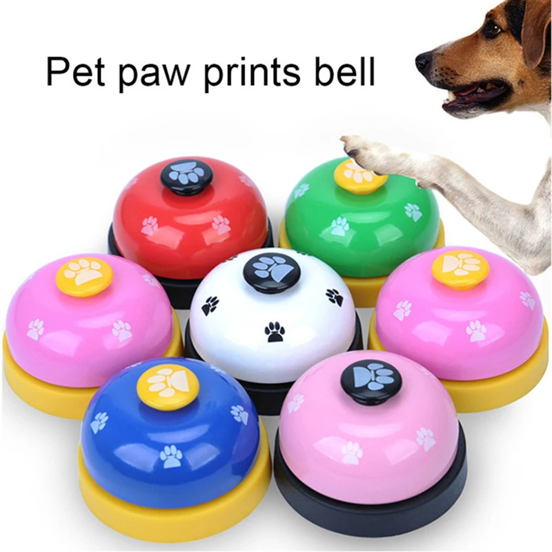 Pet Call Bell Dog Ball-Shape Paws Printed Meal Feeding Educational Toy Puppy Interactive Training Tools Food Feed Reminder-0
