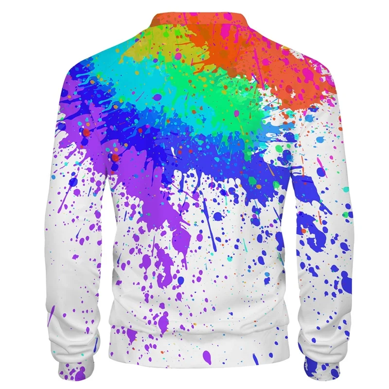 Cloudstyle новые 3D мужские куртки с разноцветными пятнами на молнии уличная куртка пуловеры топы размера плюс 5XL