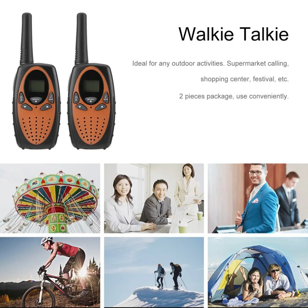 Портативный 2 шт. Walkie Talkie двухстороннее радио беспроводной переговорный с ЖК-экраном дисплей Регулируемый регулятор громкости Зажим для ремня
