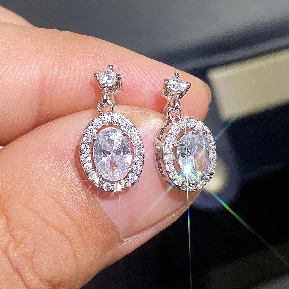 

Dazzling Shine Oval Cut AAA Cubic Zirconia Dangle Earrings Cocktail Party Women's Crystal Earrings Bridal Drop Earrings Jewelry