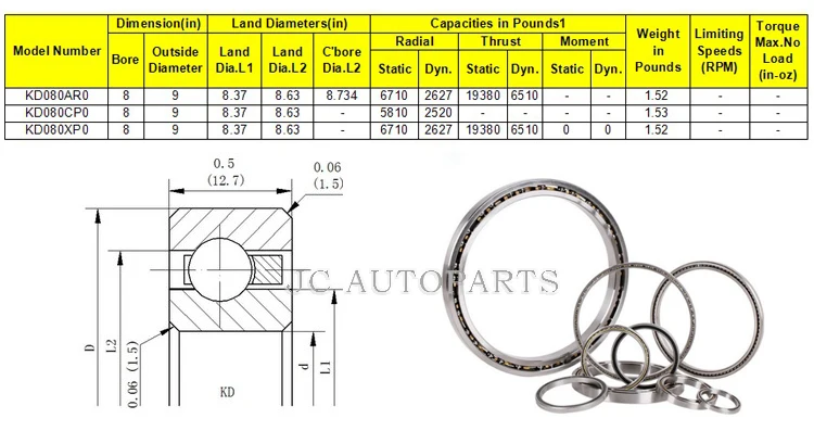 Skf тонкие подшипники каталог KD080AR0/KD080CP0/KD080XP0 тонкие подшипники метрические(8x9x0,5 дюйма) прецизионные робототехнические подшипники