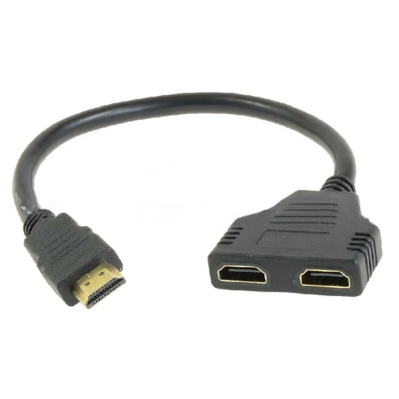 HDMI адаптер практичный мульти дисплей Дубликатор высокого качества переносной распределитель 1 в 2 из кабеля адаптера 11 - Цвет: Черный