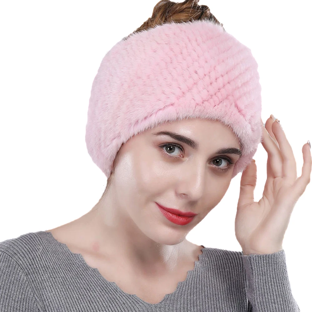 Настоящее Норковое меховое оголовье Snood Женское зимнее теплое кольцо шарф шейный платок ручной работы эластичное плотное плетение пушистое мягкое 20 цветов