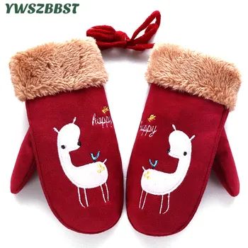 

Kids Gloves with Happy Deer Pattern Autumn Winter Warm Christmas Gloves New Year Baby Gloves 2-8Y Children Gloves Mittens