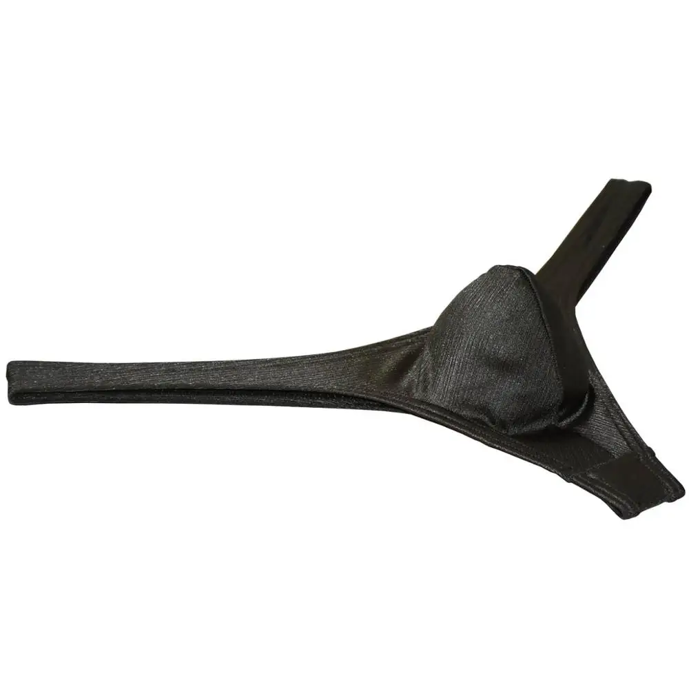 Мужские стринги с карманом черные блестящие Эластичные Мини трусы танга бандаж