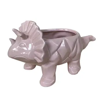 

1PC Fleshy Flower Pot Ceramics Triceratops Shape Flowerpot Succulent Plant Pot Container Desktop Adornment Seedsplants(Pink)