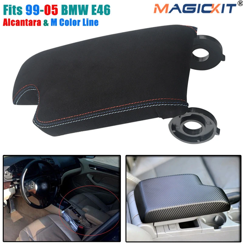 BMW E36 M3 ARMREST, NEW BLACK ALCANTARA And COLOR STITCHING