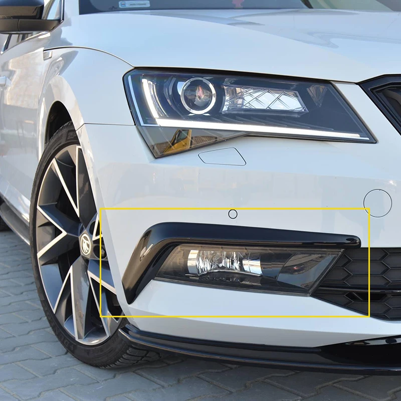 

For Skoda superb fog lamp the front bumper wind blade is decorated with superb black chrom spoiler 2016 2017 2018 max spoilers