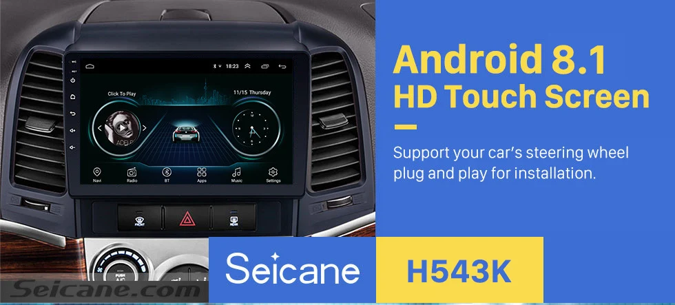 Clearance Seicane Android8.1 GPS Stereo 9" HD 2Din Car Auto Radio For HYUNDAI SANTA FE 2005 2006 2007-2012 GPS Multimedia Player Head Unit 0