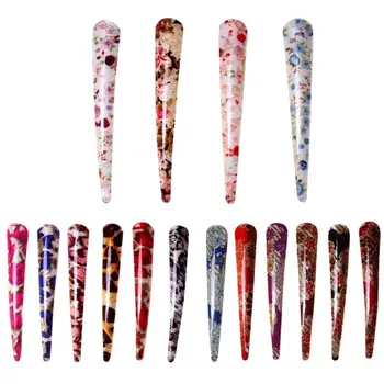 

5.3 Inch Large Metal Duck Clips Leopard Floral Print Acrylic Alligator Beak Hairpin Women Long Jaw Concord Barrettes