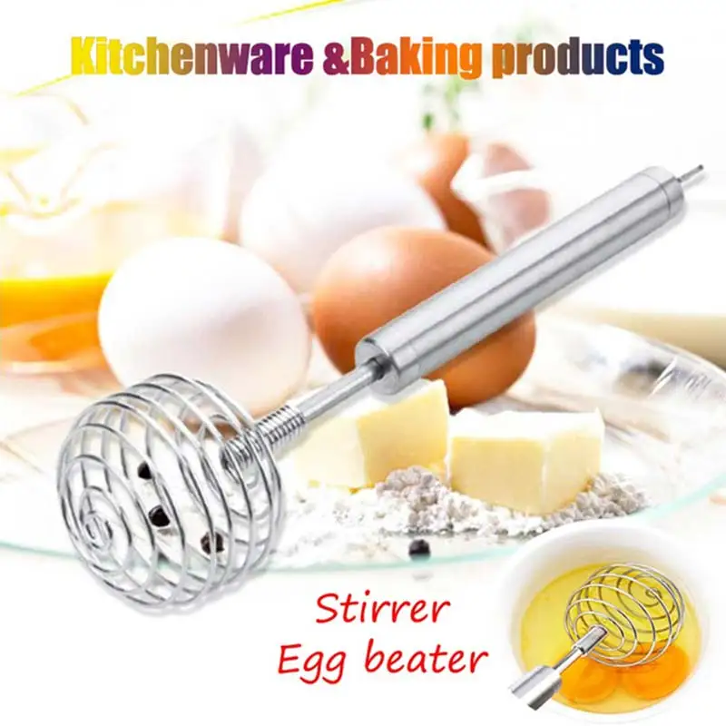 Multifunctional Rotary Manual Egg Beater Mixer Mini Metal Stainless Steel Kitchen Whisk Bake Tool Agitator Eco-Friendly | Дом и сад
