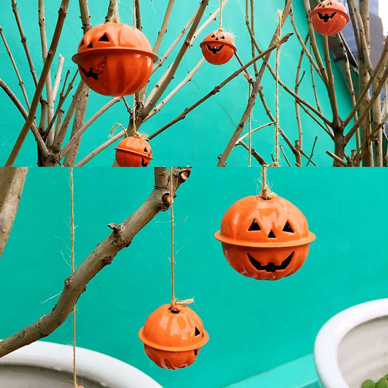 

Hot Sale 10pcs/Lot Pumpkin Bells Halloween Tree Decorations Popular Tree Hanging 3CM/4CM Bell Pendant Festival Supplies