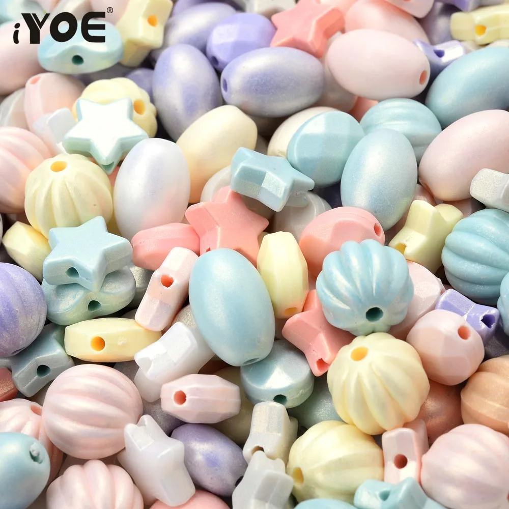 IYOE 50/100/150 шт микс сердце овальная звезда мерцающие бусины акриловые плоские
