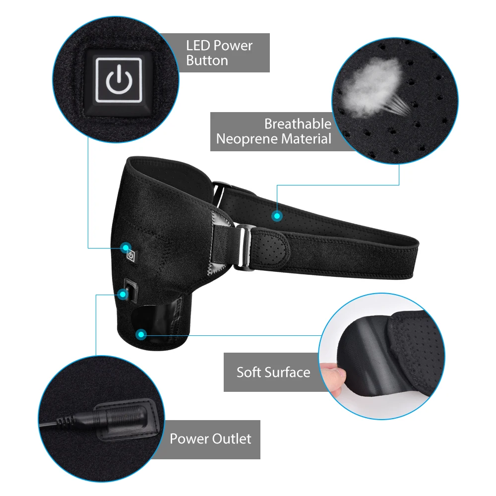 Adjustable shoulder heat therapy belt support brace loop shoulder dislocation guard strap wrap sports care bandage for men women