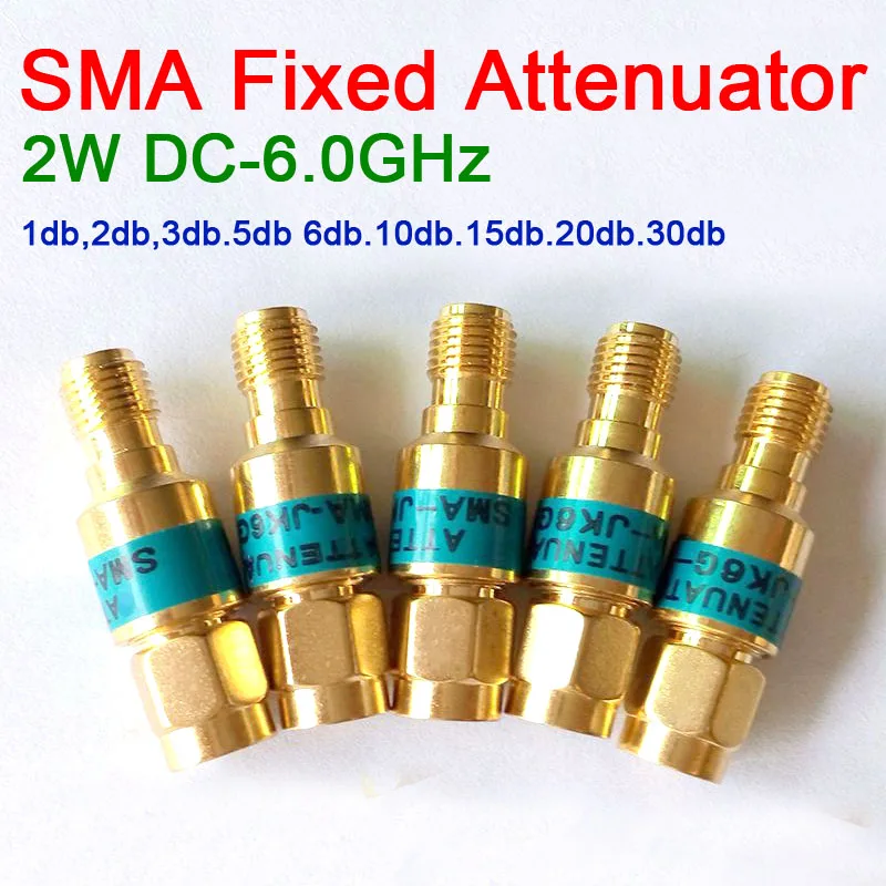 2W SMA coaxial fixed attenuator DC 0-6GHz 1DB 2DB 3DB 5DB 6DB 10DB 15DB 20DB 30DB for power meter Spectrum Analyzer Radio | Электроника