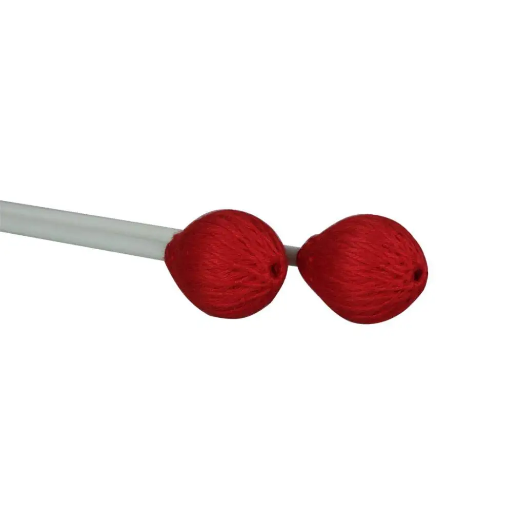 1 Pair Marimba Mallets, Percussion Mallets with Red Yarn Head and Smooth Wood Handle for Beginners