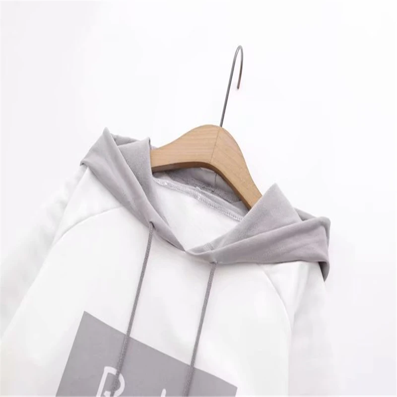 Merry Pretty Cotton Women's Letter Print Striped Patchwork Hoodies Sweatshirts 2019 Winter Long Sle