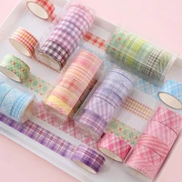 Washi Tape Decorative Ribbons Stationery 6pcs Adhesive Masking Tape Sticker Kawaii Grid Washitape School Supplies Washi Tape Set 1