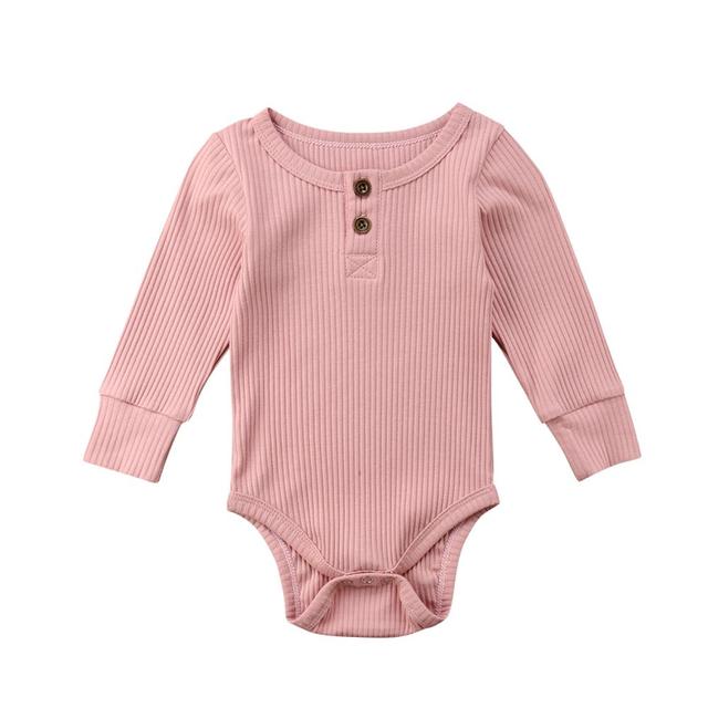 Brand New Newborn Infant Baby Girl Boy Ribbed Bodysuit  Ruffle One-Pieces Solid Jumpsuit Long Sleeve Outfits Spring Sunsuit