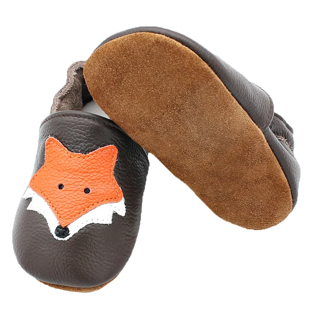 Chausson cuir véritable motif renard pour bébé Chaussures en cuir de vache v ritable pour b b s semelle souple chaussons pour nouveau