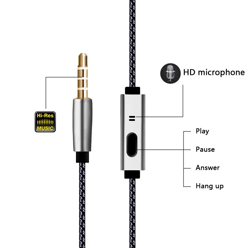 Проводные наушники вкладыши 3 5 мм Металлические Hi Fi с микрофоном для телефонов