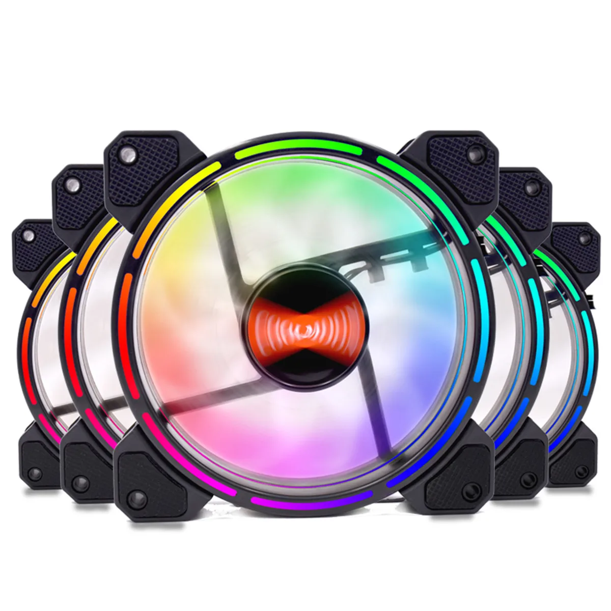 120 мм кулер вентилятор двойной Aura DC 12 В RGB PC Вентилятор охлаждения для компьютера бесшумный игровой чехол с ИК-пультом дистанционного управления светодиодный светильник