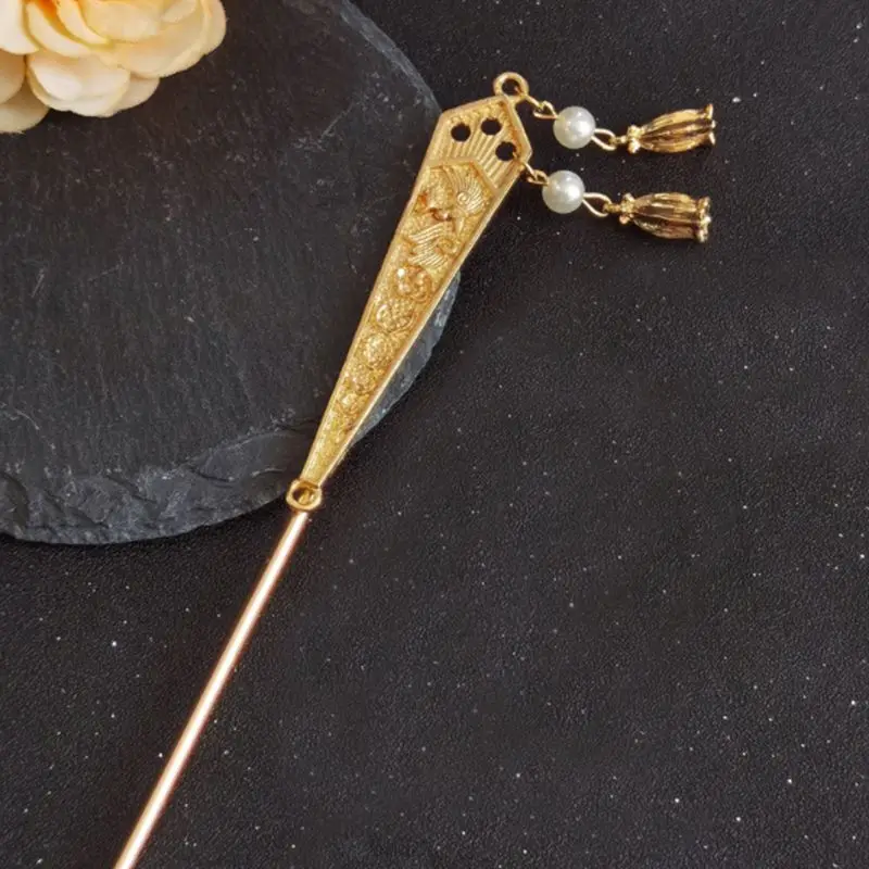 Vintage Hairpin Ancient Chinese Metal Hair Stick with Tassel Hanfu
