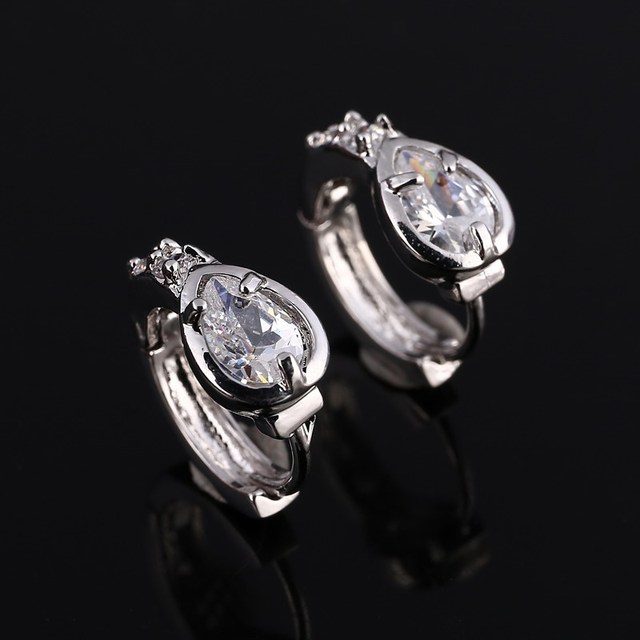 Kolczyki Rose Gold Color Hoop Earrings Flower Colorful Crystal Zirconia Stone Earrings For Women Jewelry Brincos