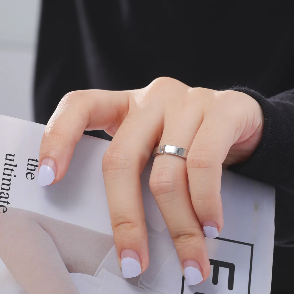 Kpop Minimalist Couple Rings Stainless Steel Open Ring Women Men Fashion Jewelry Wedding Gift