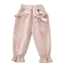 Осенняя одежда; длинные штаны принцессы для девочек; детские штаны для маленьких девочек; детская одежда в горошек с бантом и оборками; повседневные брюки для девочек