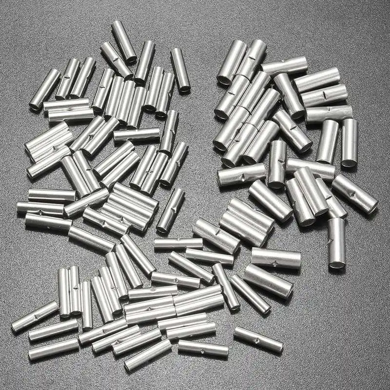 Terminal Connector 100Pcs Aluminium Uninsulated 0.5mm2-6.0mm2 Bootlace Ferrules Cord End Electrical Cable Crimp