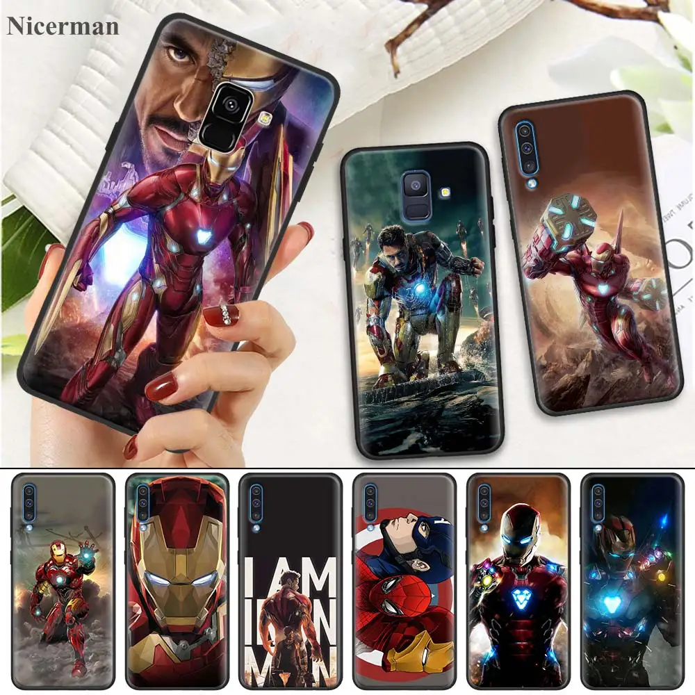

TPU Case for Samsung Galaxy A7 A9 2018 A10 A20 A30 A40 A50 A60 A70 A80 A20E A90 5G Note 10 M40 Marvel Iron Man Phone Back Shell